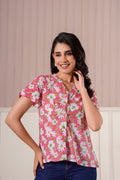 Pink Daisy Floral Printed Top