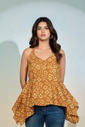 Mustard Floral Halter Neck Top