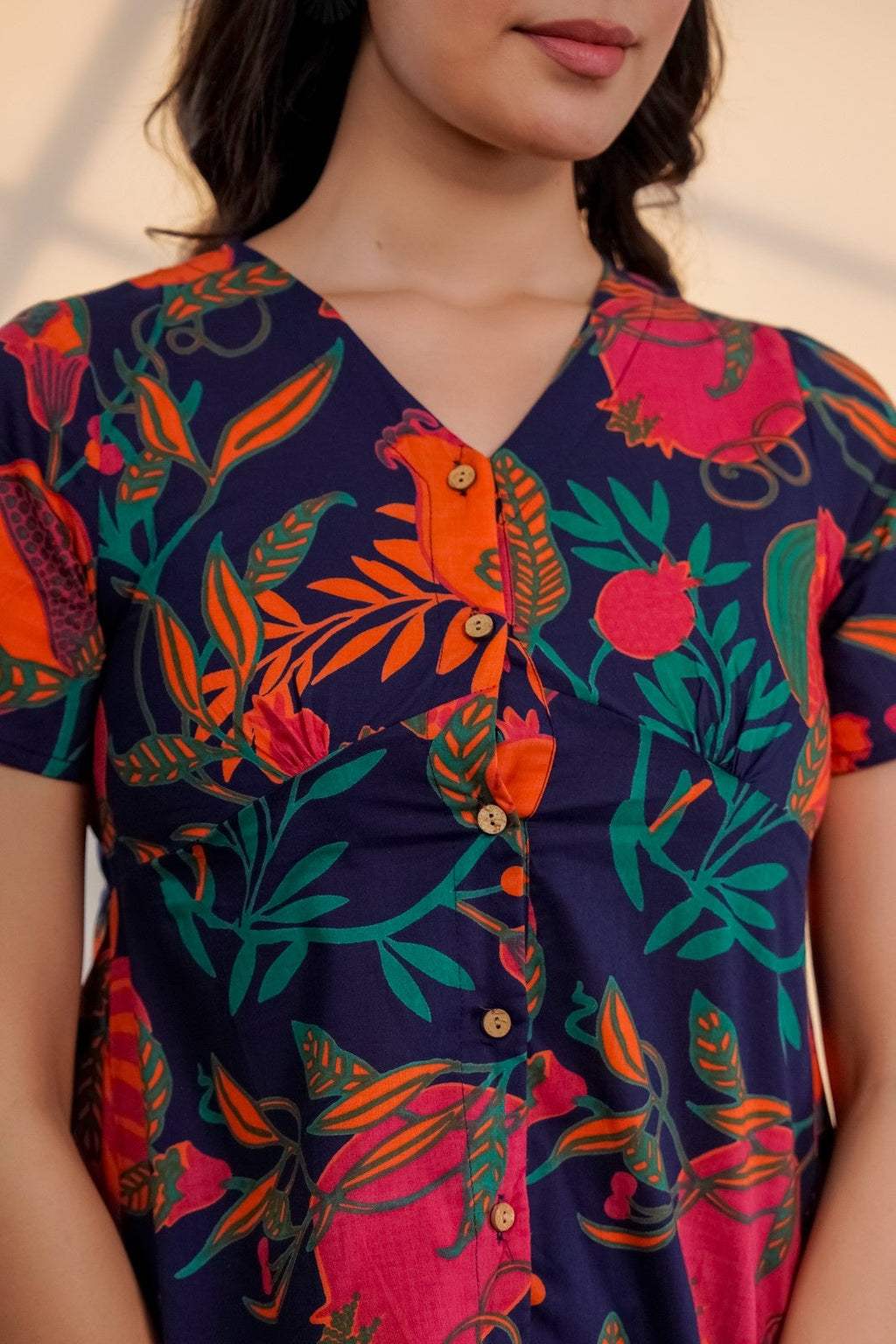 Midnight Bloom – Pure Cotton Floral Printed Top for Women